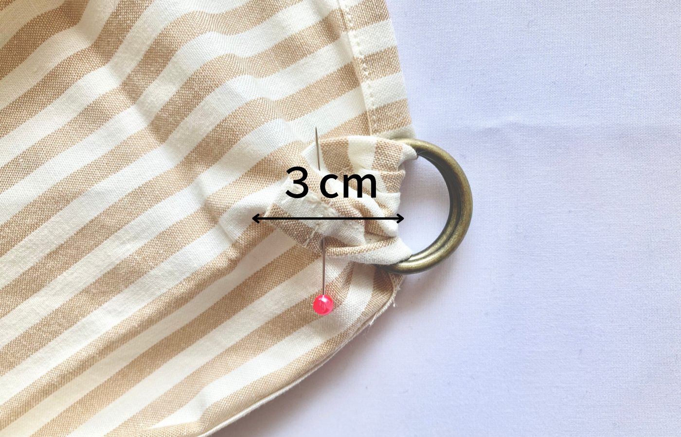 簡単かわいいあづま袋の作り方-Ⅾカンをとおしたところ｜ハンドメイド初心者向け洋裁メディア縫いナビ｜丸石織物