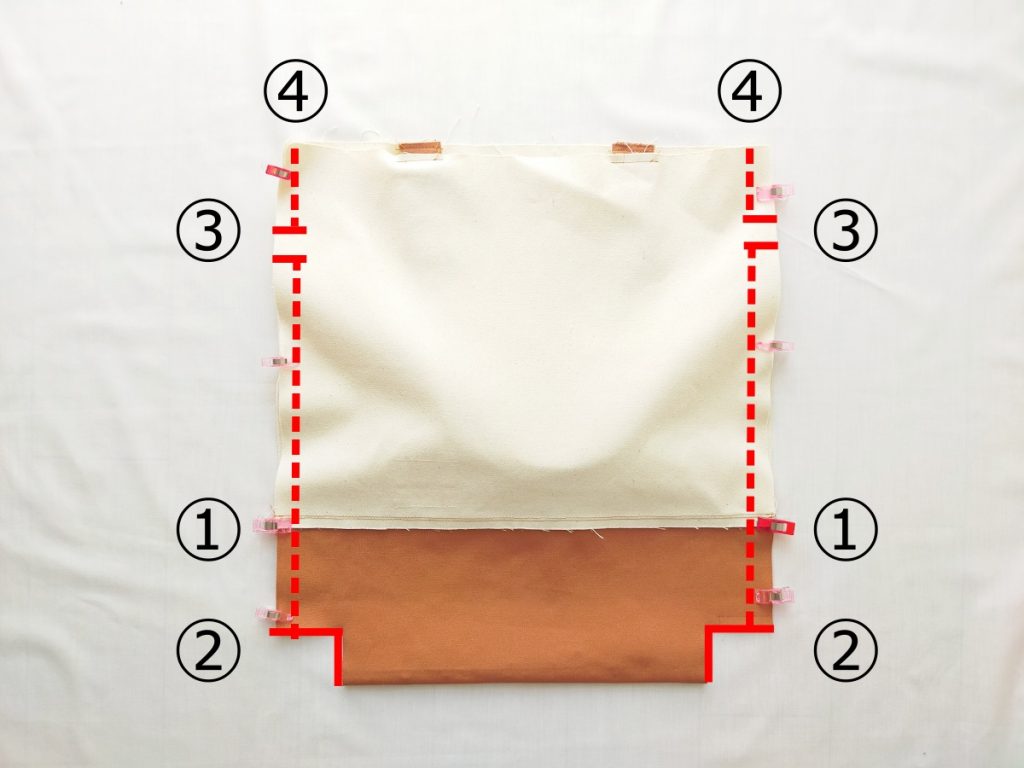 直線のみ!初心者さんにもオススメな簡単かわいい巾着トートバッグの作り方　表生地を縫う　縫いナビ
