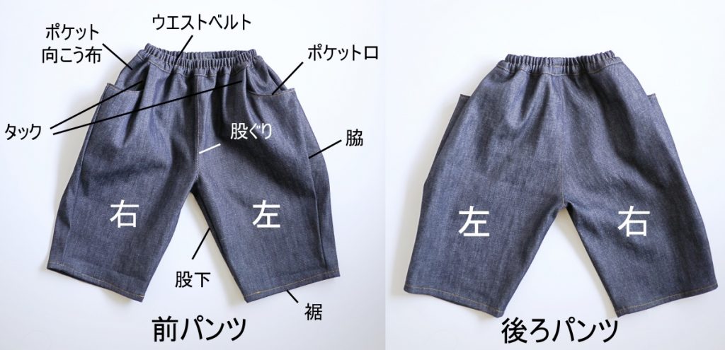 【オリジナル型紙】1-006 ビッグポケットシェフパンツの作り方|各パーツの名称|ハンドメイド初心者のための洋裁メディア縫いナビ|丸石織物