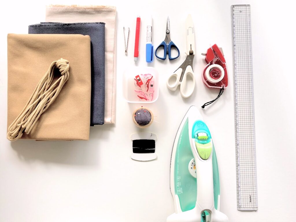 【オリジナル型紙】10-017丸底巾着トートバッグの作り方|準備するもの|ハンドメイド初心者のための洋裁メディア縫いナビ|丸石織物
