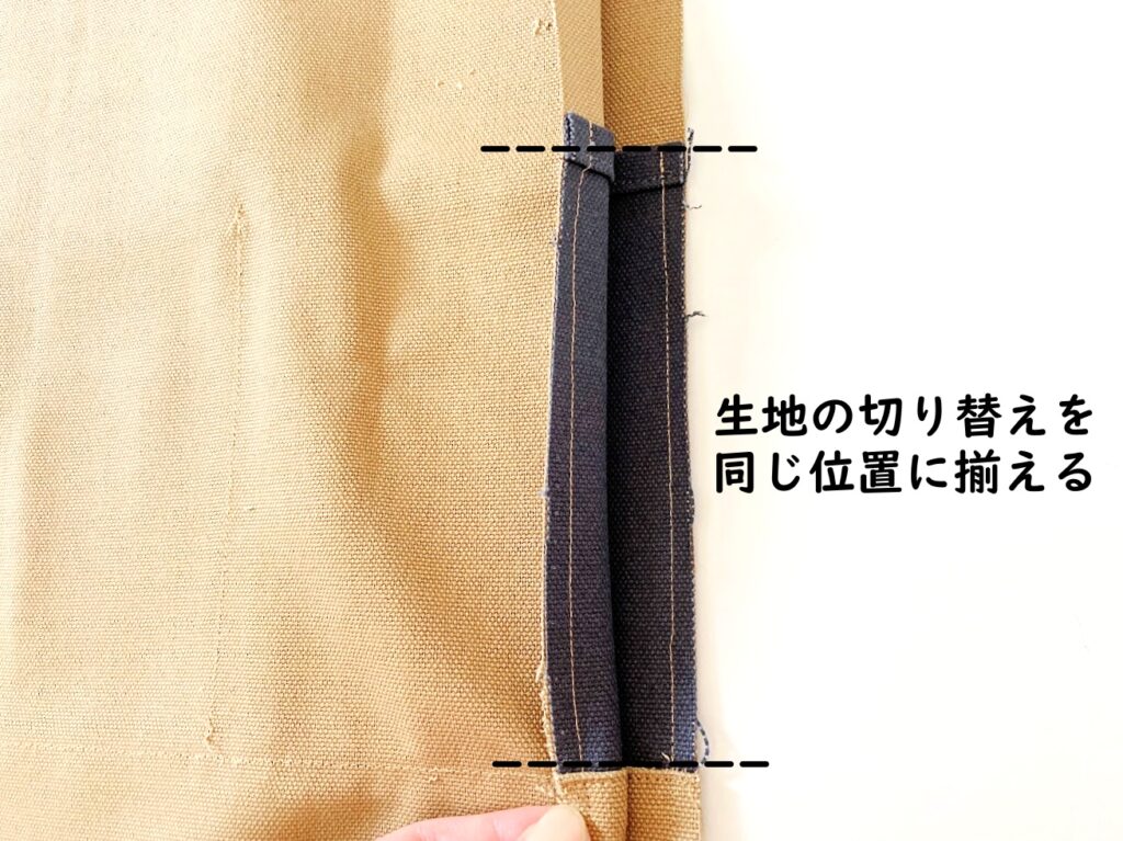 【オリジナル型紙】10-017丸底巾着トートバッグの作り方|生地の切り替えの高さを揃える|ハンドメイド初心者のための洋裁メディア縫いナビ|丸石織物