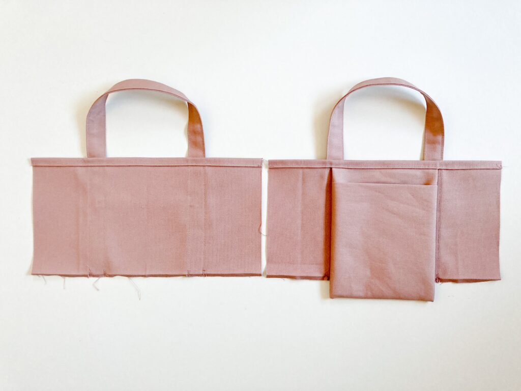 【オリジナル型紙】10-25裏地なしで綺麗に作れるトートバッグの作り方(2サイズ)|本体生地の袋口を縫ったところ|ハンドメイド初心者のための洋裁メディア縫いナビ|丸石織物