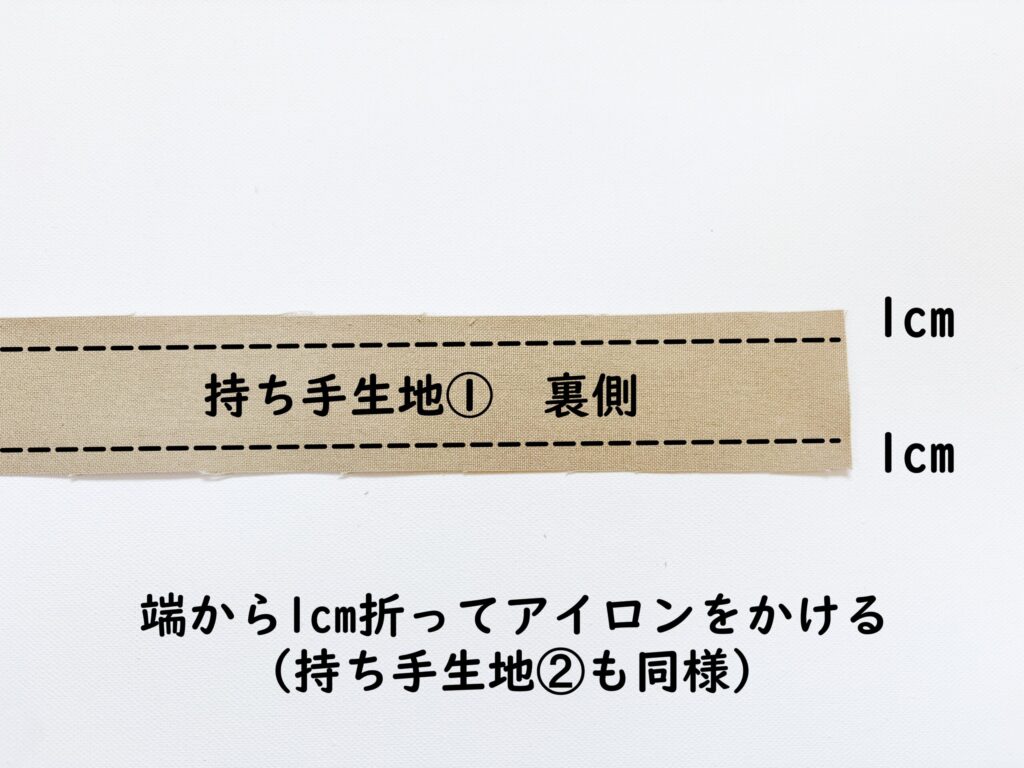 【オリジナル型紙】10-026セパレートトートバッグの作り方|持ち手にアイロンをかける|ハンドメイド初心者のための洋裁メディア縫いナビ|丸石織物