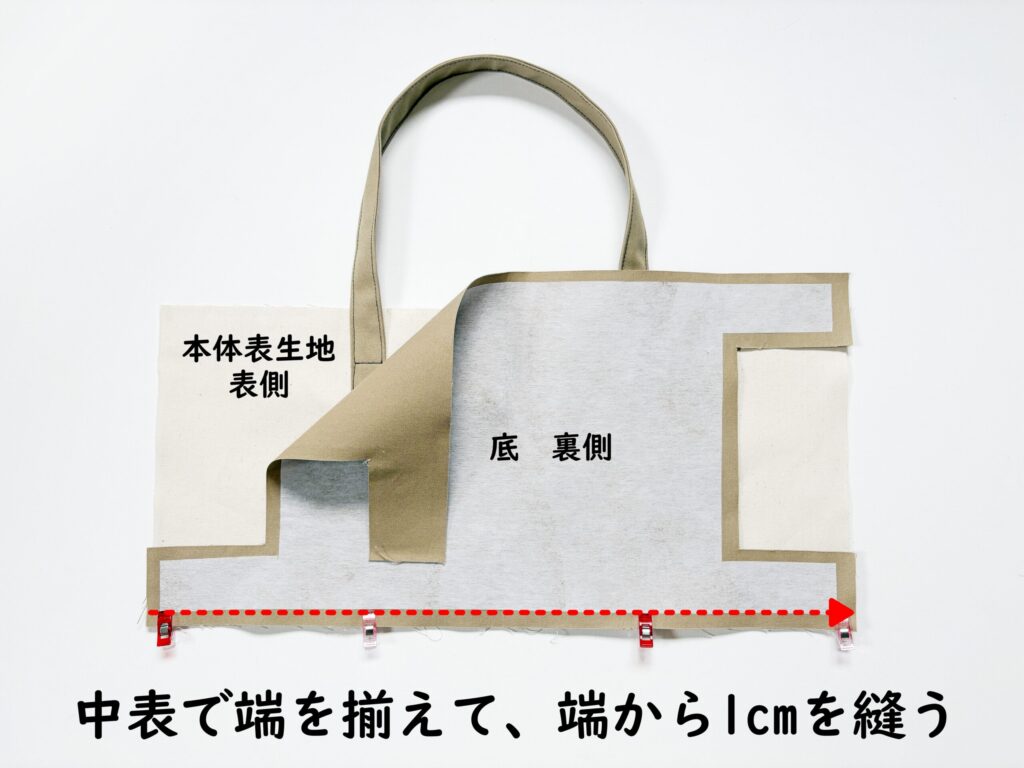 【オリジナル型紙】10-026セパレートトートバッグの作り方|底を縫う|ハンドメイド初心者のための洋裁メディア縫いナビ|丸石織物