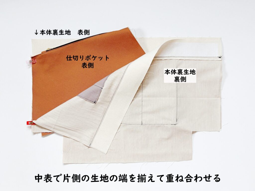 【オリジナル型紙】10-026セパレートトートバッグの作り方|仕切りポケットの脇を縫う|ハンドメイド初心者のための洋裁メディア縫いナビ|丸石織物
